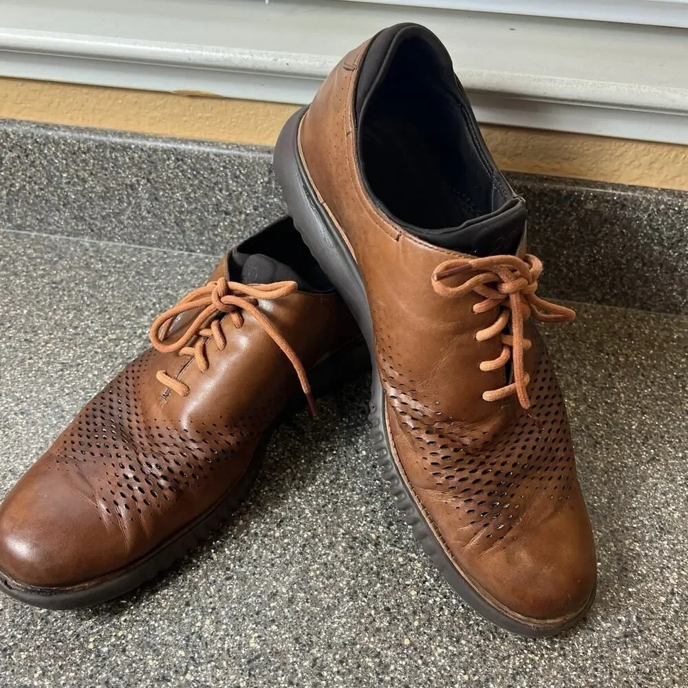 Cole Haan Grand.Os Mens Sz 13M Shoes Brown Leather Casual Comfort Oxford Lace Up